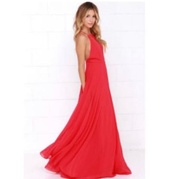 Red Lulu’s Mythical Kind Of Love Maxi Dress Gown Small - Picture 3 of 12